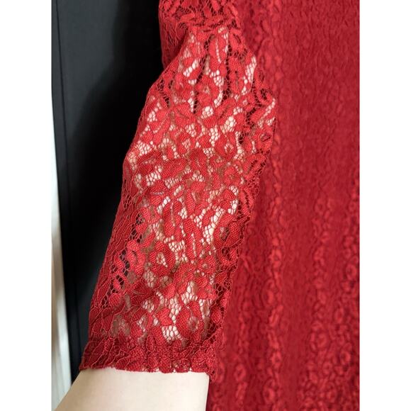 JM Jonathan Martin Collection For Her Dress L red lace sheer romantic - Picture 3 of 7
